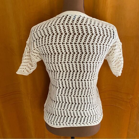 James Perse Ivory Wool & Cashmere Open Knit Sweater - Picture 3 of 7